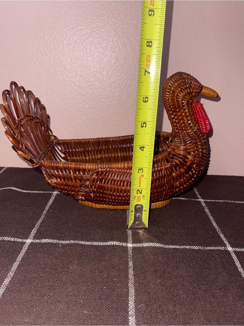Turkey Wicker Basket Dark Wicker Bread Basket Thanksgiving Planter Centerpiece